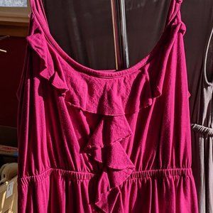 Magenta Pink Dress with Ruffled Front